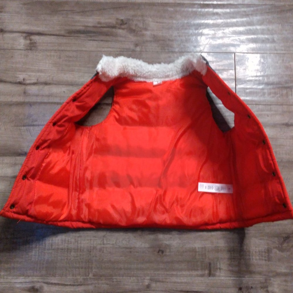 Carters Boy Puffer Vest Sherpa Collar 5 Red Button up Jacket - Picture 4 of 6